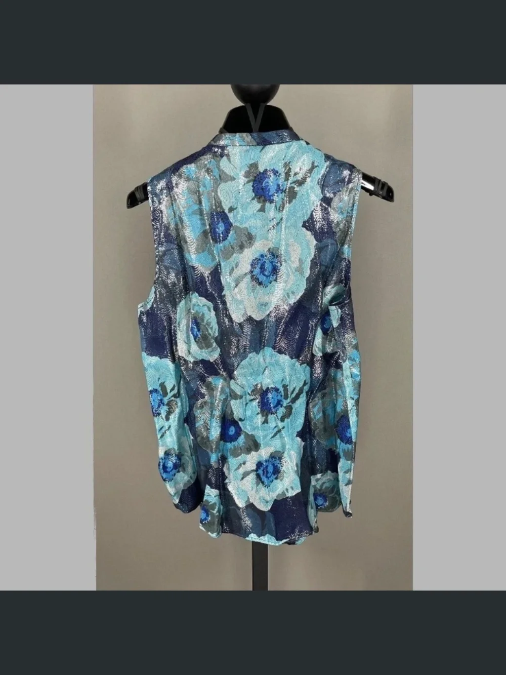 NEW J Crew Shirt Womens XS blue black silver floral ruffle button up blouse